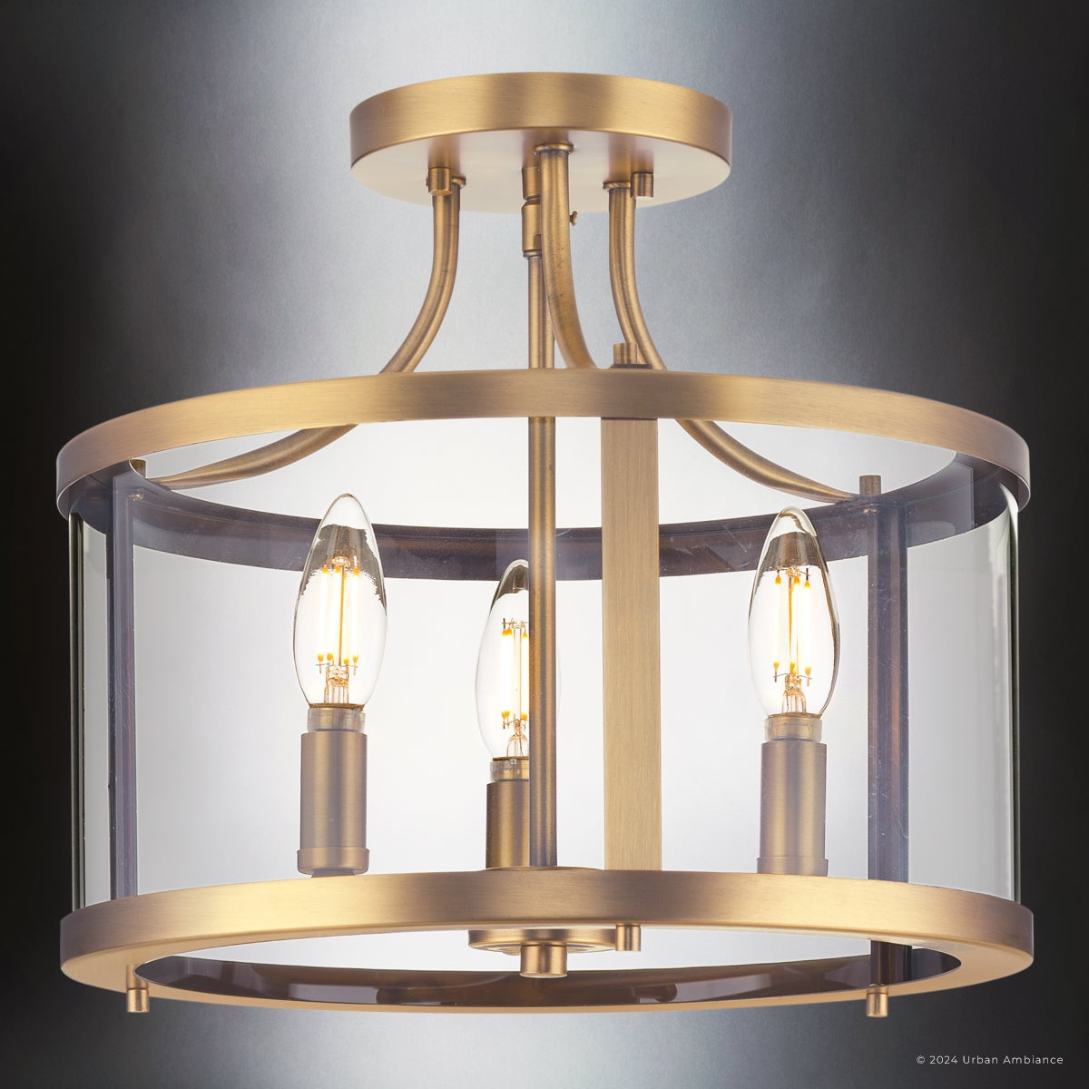 Luxury Modern Farmhouse Ceiling Light, Vintage Brass, UHP4592