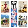 thumbnail image 7 of Yayeee 20oz Double Wall Stainless Steel Water Bottle with Flip Straw, Pink Flowers Pattern, 7 of 7