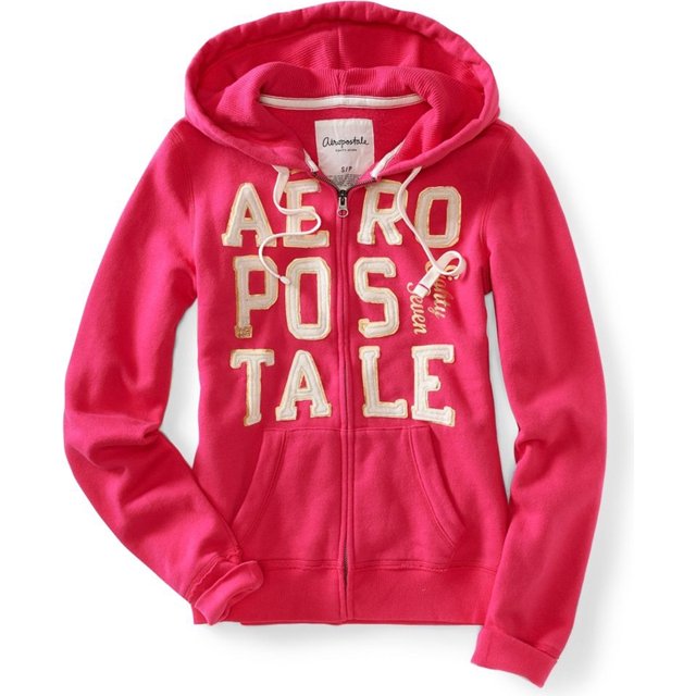 Aeropostale Sudadera con capucha y cremallera completa Aero Stacked 87 para mujer, gris, extragrande Aeropostale Sudadera