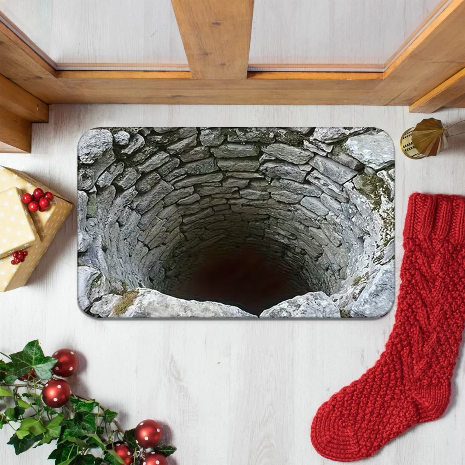 ZTTD 3D Optical Illusion Rug, Non-Slip Floor Mat for Indoor & Outdoor Use, Grey Cave & Stone Visual Illusion Doormat for Bedroom, Living Room, Porch, Terrace and Entrance Decor(36x24inch)