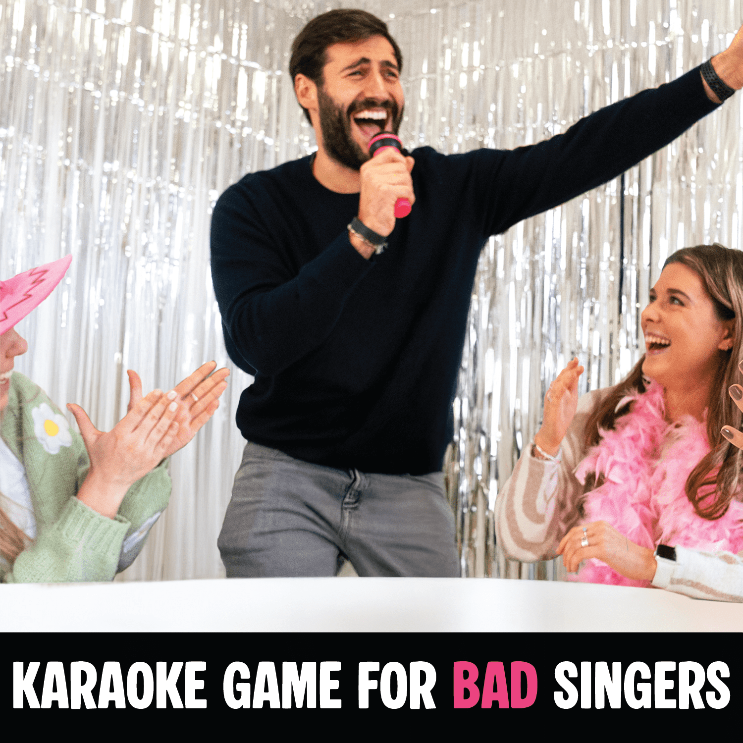 Lucky Egg Official Grab The Mic – Family Karaoke Board Game w/Foam Mic, 8+ Ages, 2-10 Players