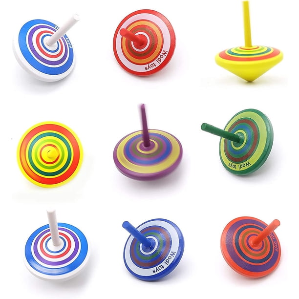 Trompos de madera pintados de colores, juguete de giroscopios de madera novedosos para niños, tops estándar surtidos, tops abatibles, juguetes educativos para jardín de infantes -