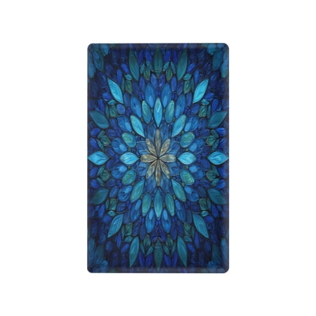 Blue Glass Leaves Pattern Decorative Wall Plate, Flame Retardant PC Plastic Light Switch & Outlet Cover with Mounting Screws Fits Blank Unused Outlet
