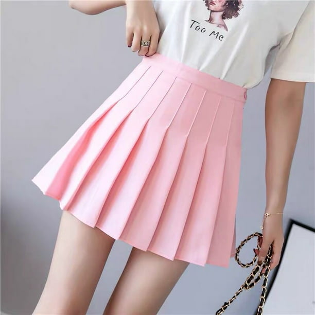 Pleated Skirt High Waisted Pleated Skirt A Line Skirt Casual Skirt Women  High Waisted Pleated Skirt Girls Fashionable Elegant Solid Color A Line  Skirt For Cheerleading 