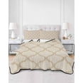 thumbnail image 2 of Quilt King Size Bedding Set, Boho Moroccan Reversible Summer Quilt 3 Pieces, Vintage Morocco Quatrefoil Geometric Lightweight Bedspreads Coverlets with 2 Pillow Shams for All Seasons, 2 of 5