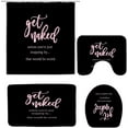 thumbnail image 2 of 4Pcs Get Naked Shower Curtain Sets,Funny Quotes Pink Black Cute Words Fashion Modern Cool Artwork  Bathroom Curtain with 12 Hooks Bath Mat,Toilet Seat Cover, U-Shaped Toilet, 2 of 2