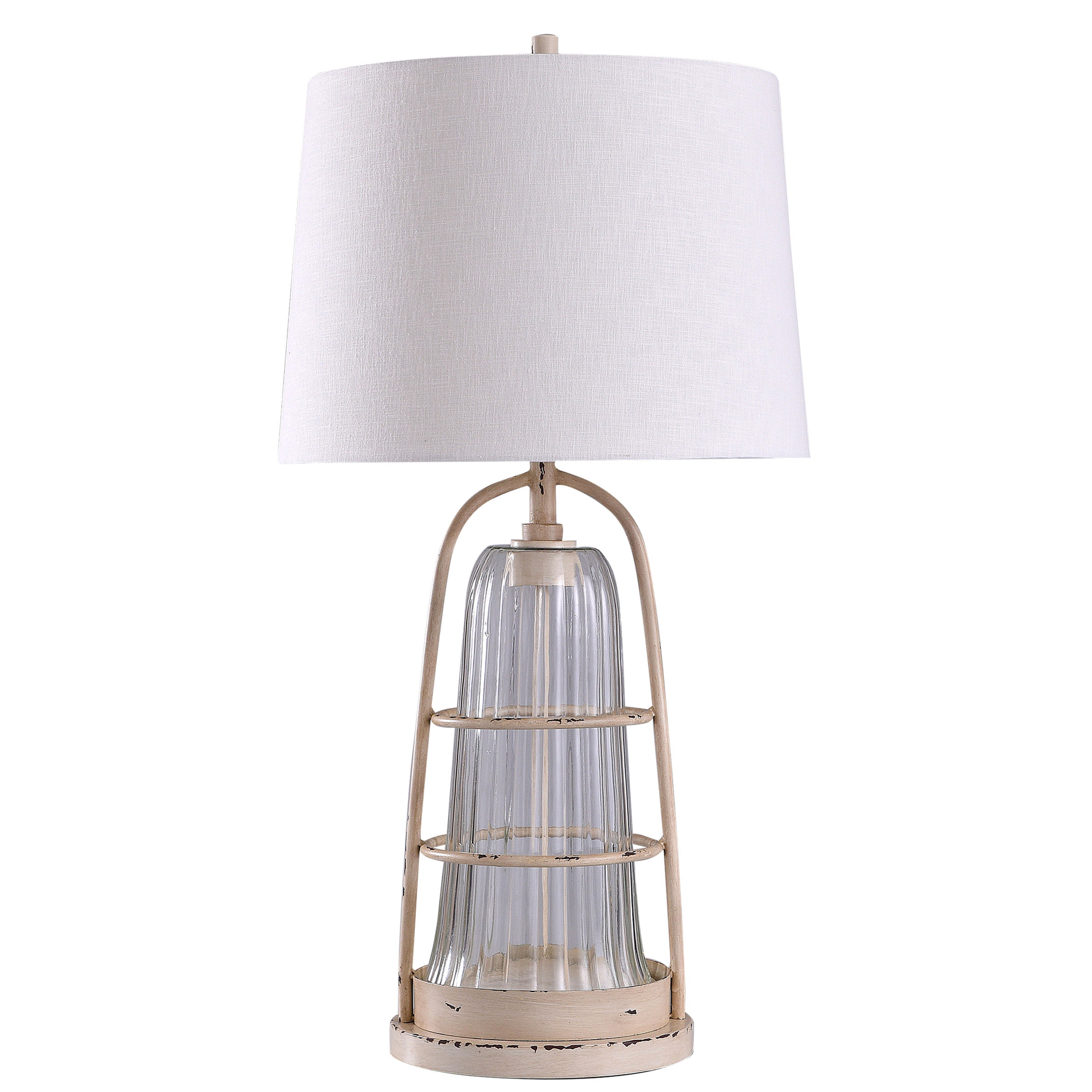 Caged Ribbed Glass Table Lamp With, Caged Glass Table Lamp