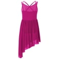 thumbnail image 4 of Aislor Kids Girls Lyrical Dance Dress Contrast Color Mesh Wrap Asymmetrical Hem Skirts Dancewear Hot Pink 8, 4 of 7