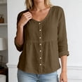 thumbnail image 2 of Kingdiese Womens V Neck Solid Color Long Sleeved Button Down Blouse Casual T Shirt Loose Tees for Women, Size L, 2 of 5