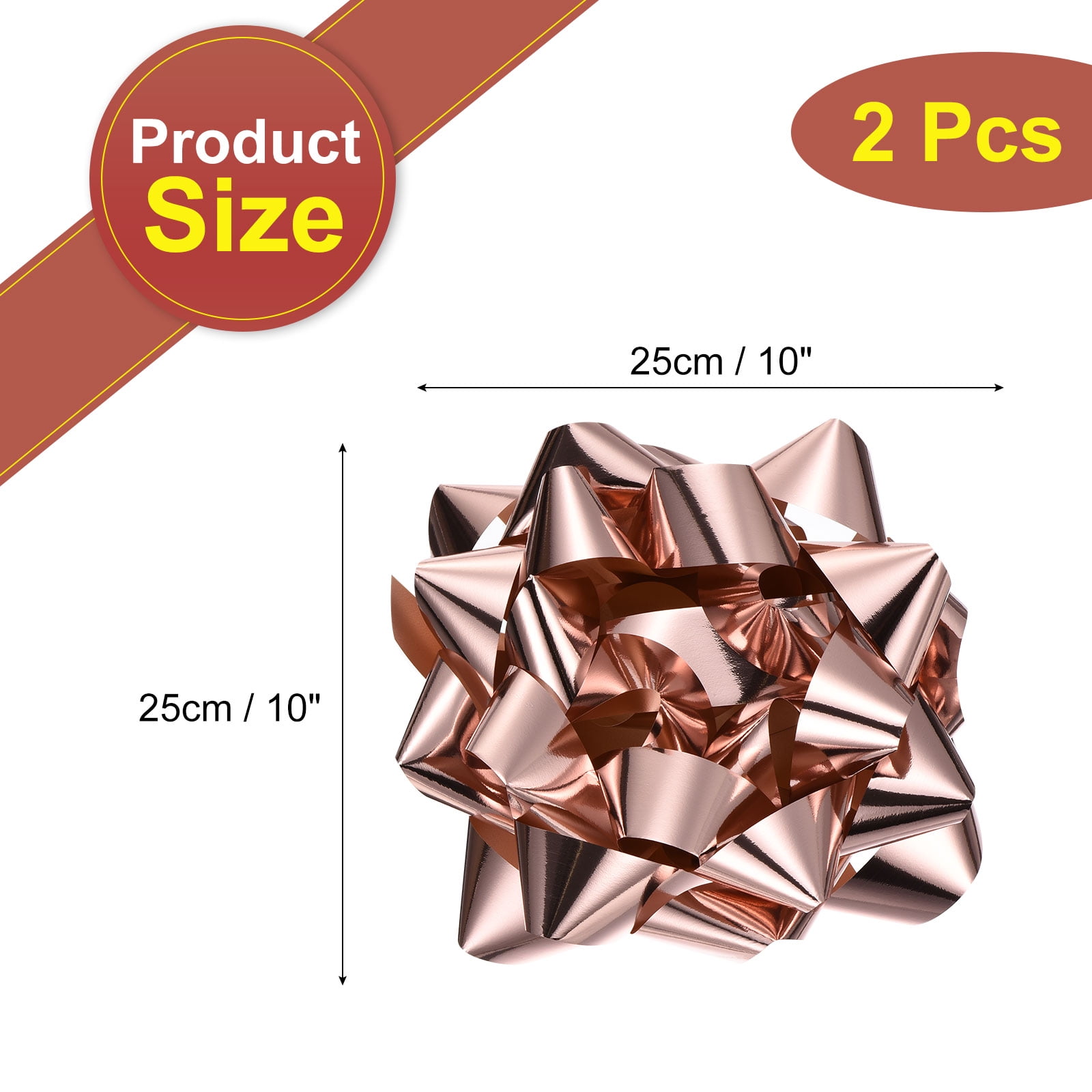 Uxcell 10 Inch Large Gift Bow Metallic Christmas Bows Rose Gold for Gift Wrapping 2Pcs