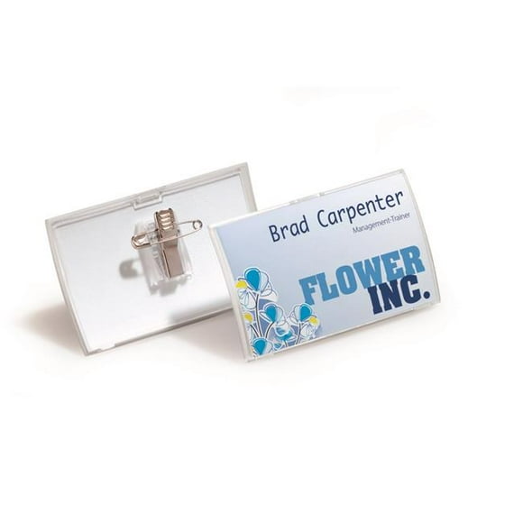 Durables Produits de Bureau 821419 Badge Pliant avec Clip Combiné, Transparent - Boîte de 25