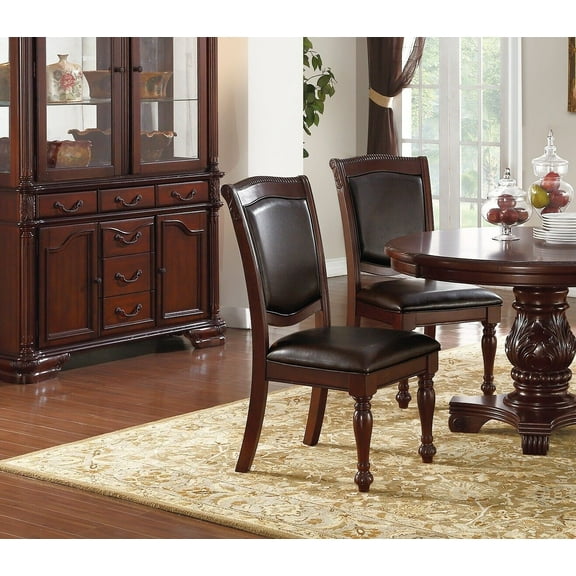 Classic Formal Set of 6 Dining Chairs Brown Antique Traditional Look Kitchen Dining Room Furniture