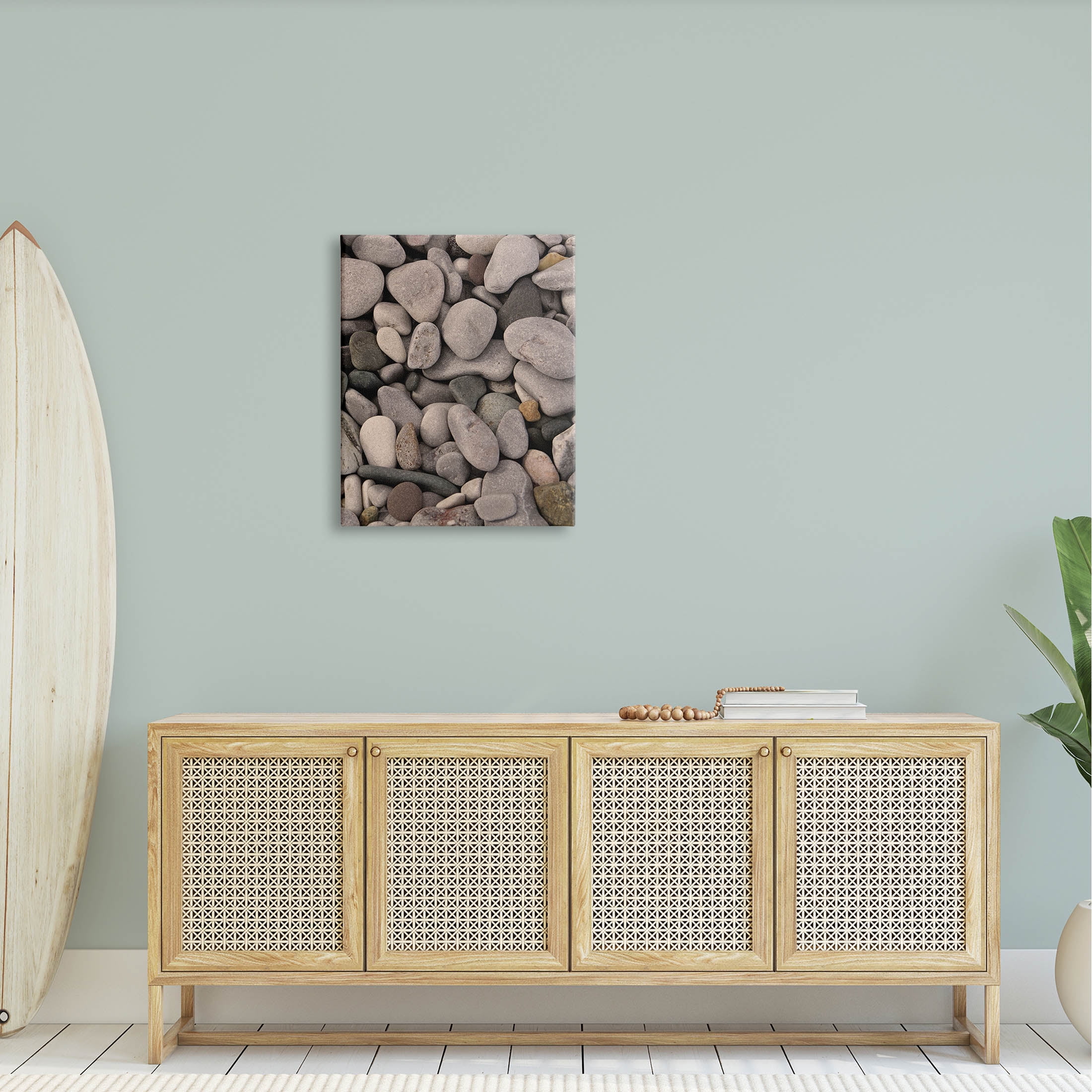 Various Beach Pebbles Composition Coastal Photograph Gallery Wrapped Canvas Print Wall Art