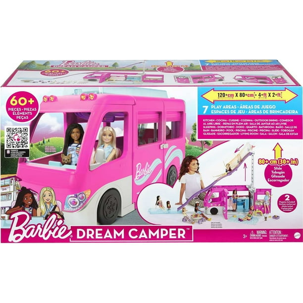 Barbie Vehicle with 60 Accessories Including Pool and 30-inch Slide Walmart.com