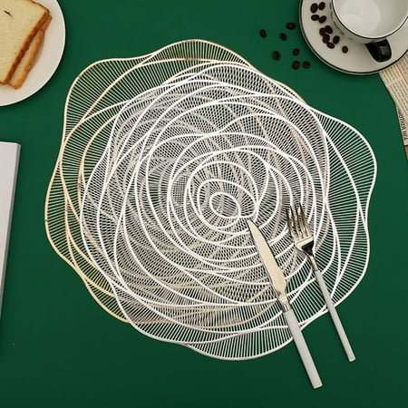 

Hadanceo Cup Mat Eye-catching Heat Resistant PVC Thickened Rose Flower Shaped Placemat for Home