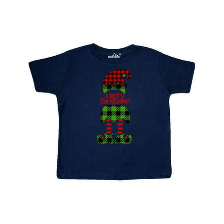 

Inktastic Merry Christmas Elf in Red and Green Plaid Gift Toddler Boy or Toddler Girl T-Shirt