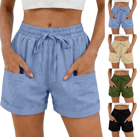 Women's Casual Summer Elastic Waist Comfy Shorts with Pockets
