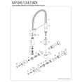 thumbnail image 3 of Kingston Brass GS1241ZX Millennium Double-Handle 2-Hole Wall-Mount Pre-Rinse Bridge Kitchen Faucet in Polished Chrome, 3 of 5