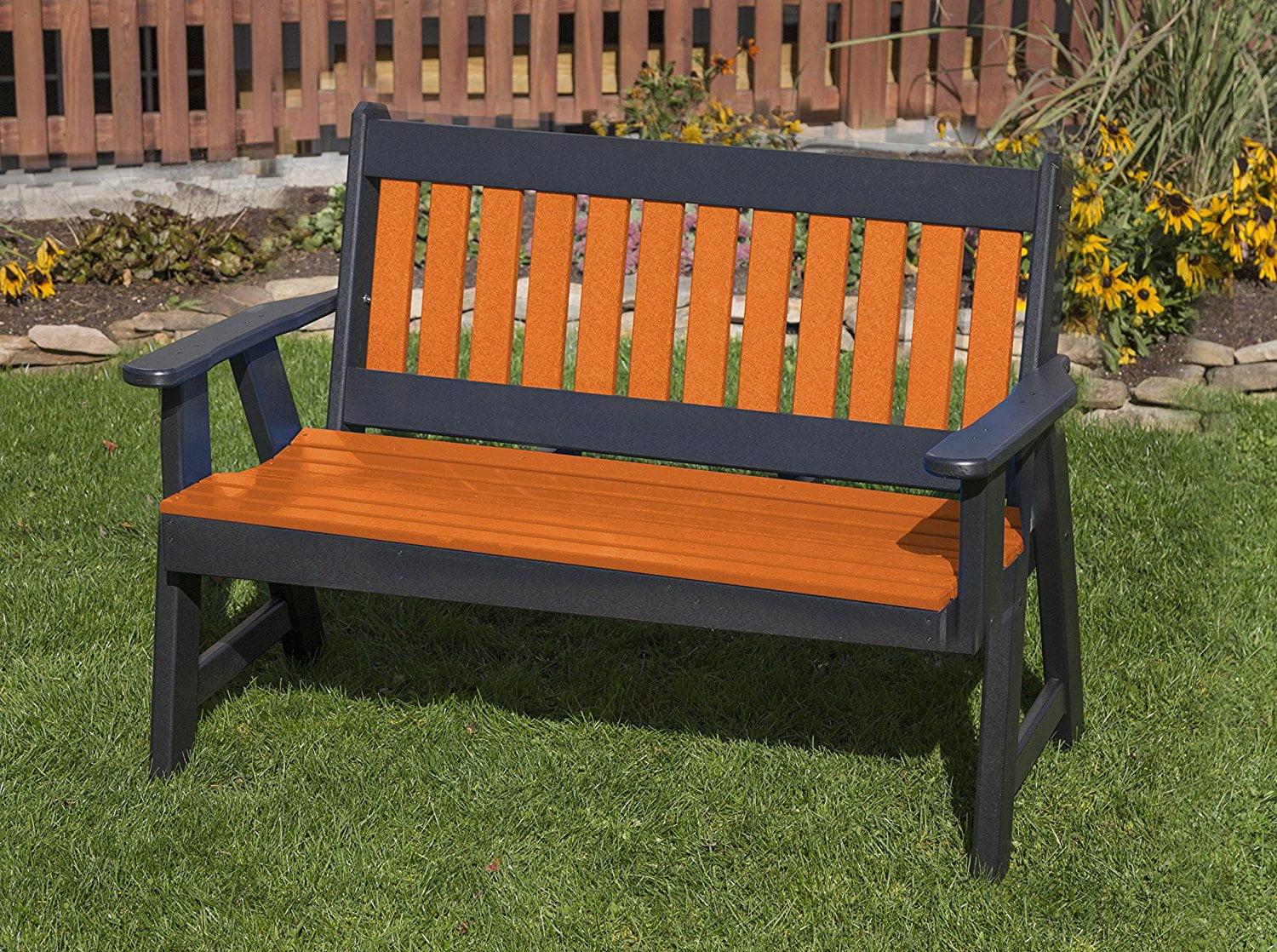 4 FtPoly Lumber Roll Back Porch Outdoor BenchBright Orange