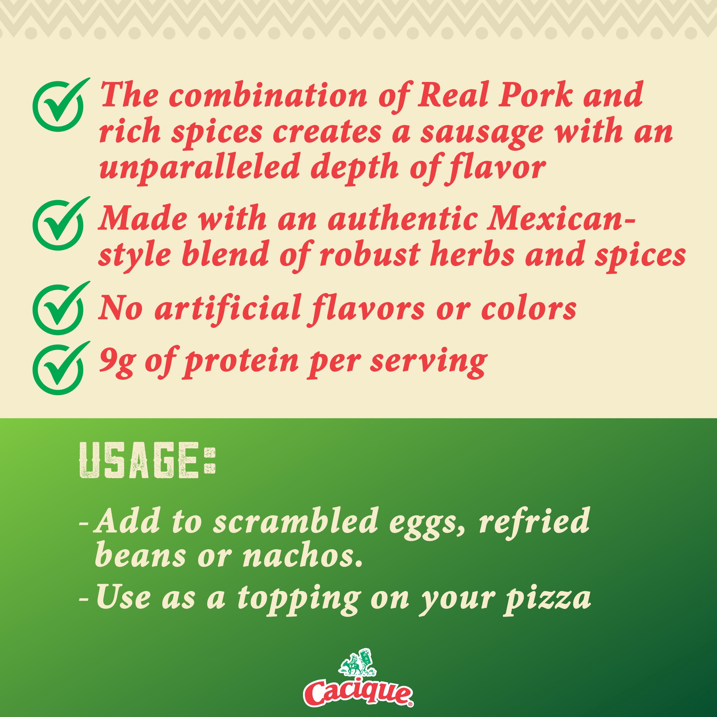 Cacique Pork Chorizo, 9 oz (Refrigerated)