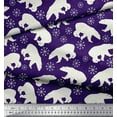 thumbnail image 3 of Soimoi Purple Cotton Duck Fabric Snowflake & Polar Bear Animal Print Fabric by Yard 56 Inch Wide, 3 of 3