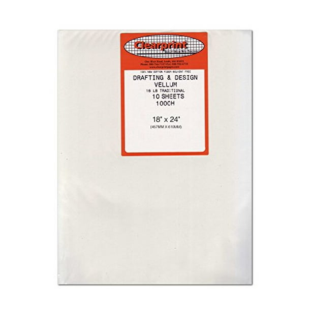 Clearprint 1000H Series 18 x 24 Inches Unprinted Vellum, 10Sheet Pack (CP10201222) Walmart