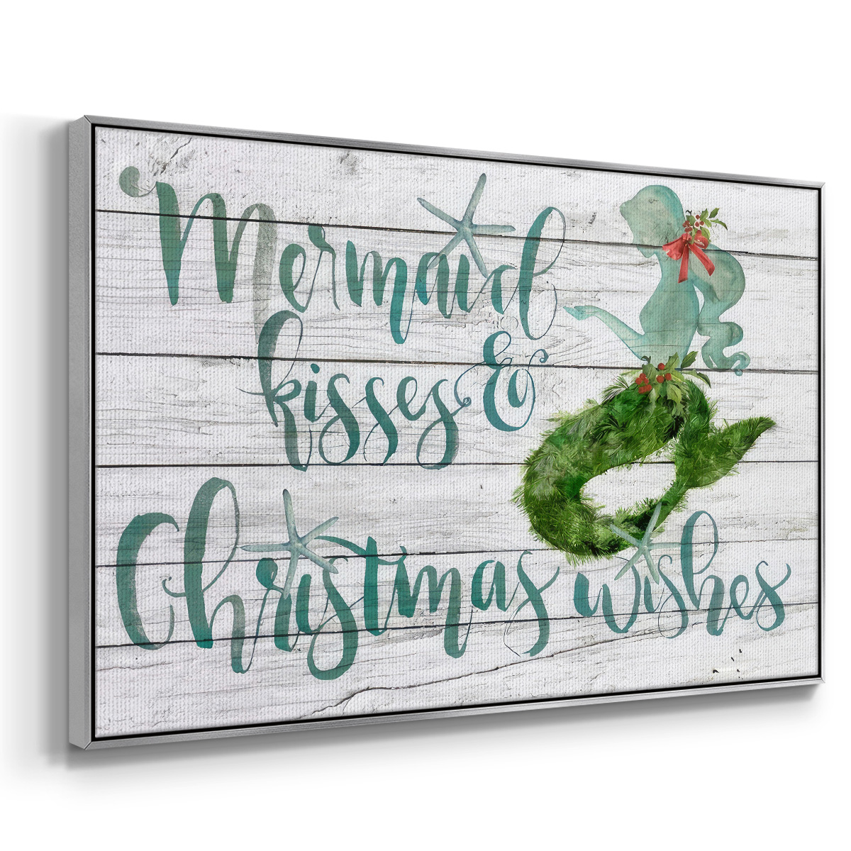 Tis the Seasun Collection A - Framed Gallery Wrapped Holiday Canvas - 17 x 25 - Silver Frame