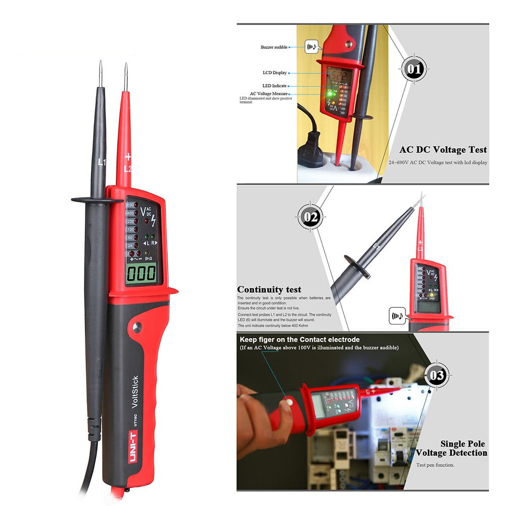 Automatic Full Range Polarity Voltage Tester w/ 12-400V AC/DC LED Read Out 