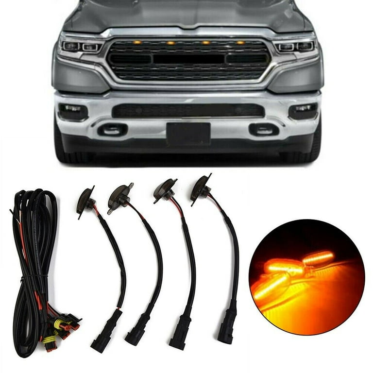 4X For Ram 1500/2500/3500 Raptor Style LED Amber Front Grille Light Smoke  Len US