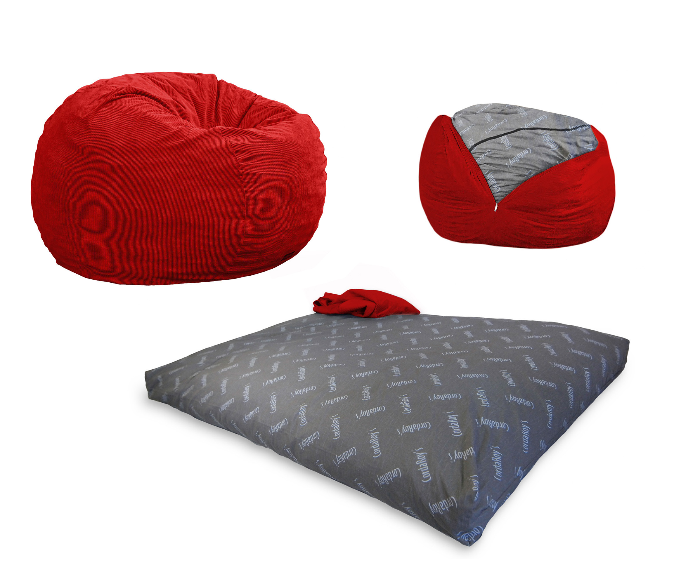 red corduroy bean bag