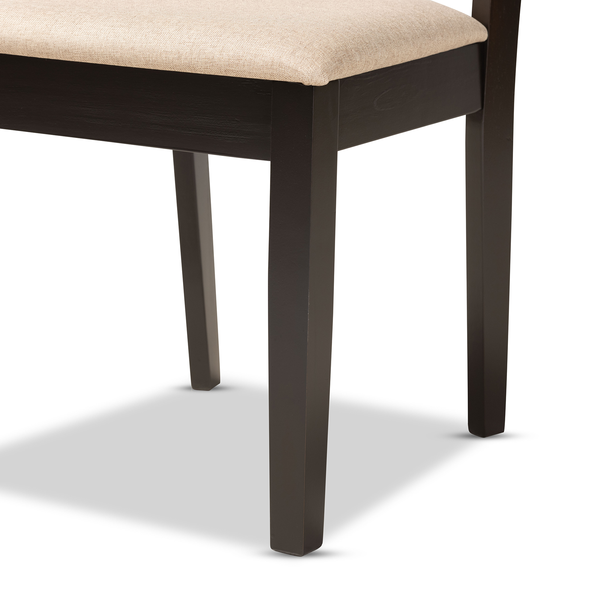 Baxton Studio Nicolette Modern and Contemporary Sand Fabric Upholstered and Dark Brown Finished Wood 5-Piece Dining Set