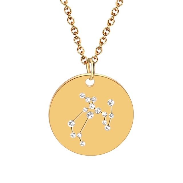 WREESH Collier Mode 12 Constellations en Acier Titane Clouté de Diamants