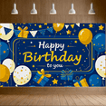 thumbnail image 2 of Blue Yellow Happy Birthday Banner with Balloons Gifts Stars Party Decoration Backdrop for Birthday Party Photography Props Celebrations Decorations, 2 of 8