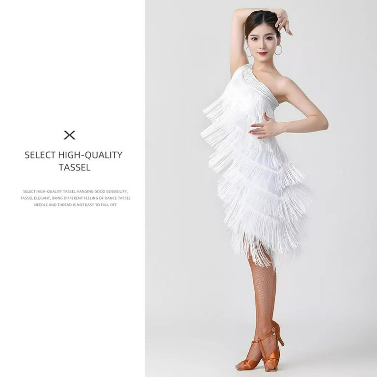 Women s Sequins Tassels Flapper Dress 1920s Gatsby Cocktail Dance Dress Sloping Shoulders Dance Dress