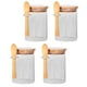 thumbnail image 3 of Tarro de almacenamiento de alimentos con tapa de bambú y cuchara, redondo, multiusos, de vidrio. 4 piezas, 3 of 9