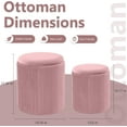 thumbnail image 3 of Round Ottoman with Storage Set of 2,Vanity Stool with Storage for Bedroom, Ottoman Coffee Table,Small Velvet Foot Stool for Living Room, Pink, 3 of 16