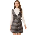 thumbnail image 1 of Unique Bargains Robe Salopette de Bureau Taille Haute à Carreaux pour Femmes, 1 of 6