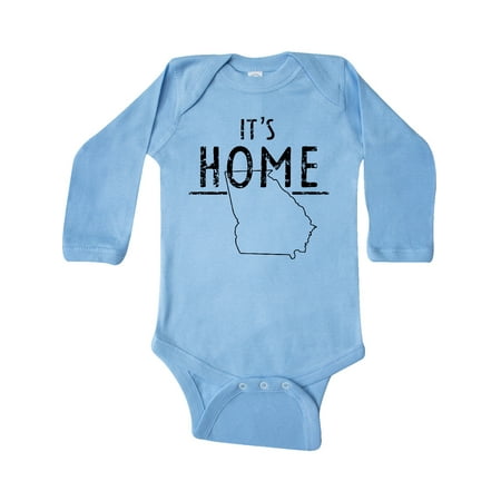 

Inktastic It s Home- State of Georgia Outline Distressed Text Gift Baby Boy or Baby Girl Long Sleeve Bodysuit