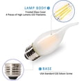 thumbnail image 2 of PANLAVIE LED 40 Watt Candelabra Bulbs Medium Base Frosted Bulbs, Dimmable Filament 40 Watt LED Bulbs (Uses only 3.5 watts), E26 Base, 2700K Warm Light Candle Bulbs, Pack of 6, 2 of 6