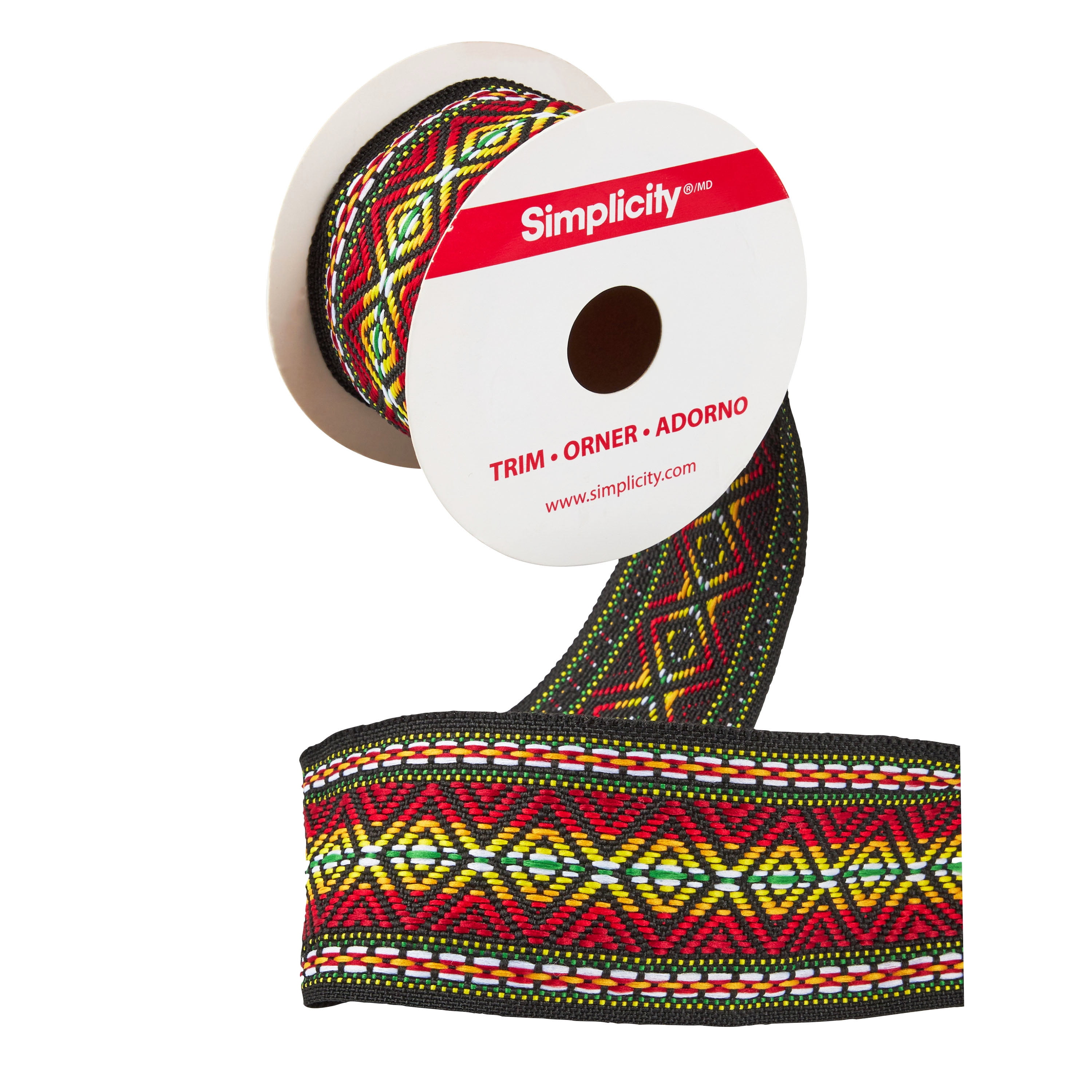 (2 pack) Simplicity trim, multi-color 2 inch aztec jacquard band trim great for apparel, home decorating, and crafts, 1 yardard, 1 each