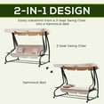 thumbnail image 5 of Outsunny 3-Seat Steel Outdoor Canopy Porch Swing with Cushions and Pillows, Light Brown, 5 of 9