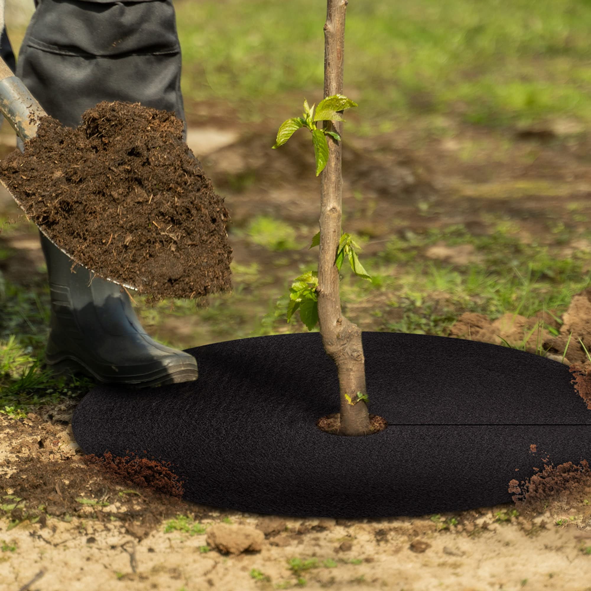 20.47 Inch Non-Woven Tree Mulch Ring 8 Pack, Weed Barrier Mat,Degradable Tree Mulch Used to inhibit Weed Growth and Landscape Weed Control Plant Root Protection
