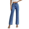 thumbnail image 3 of Women's High Waist Straight Leg Jeans, Relaxed Fit Baggy Denim Pants, Stretchy Casual Jeans for Everyday Wear, Comfortable Mom Jeans and Versatile Styling Navy XL, 3 of 9