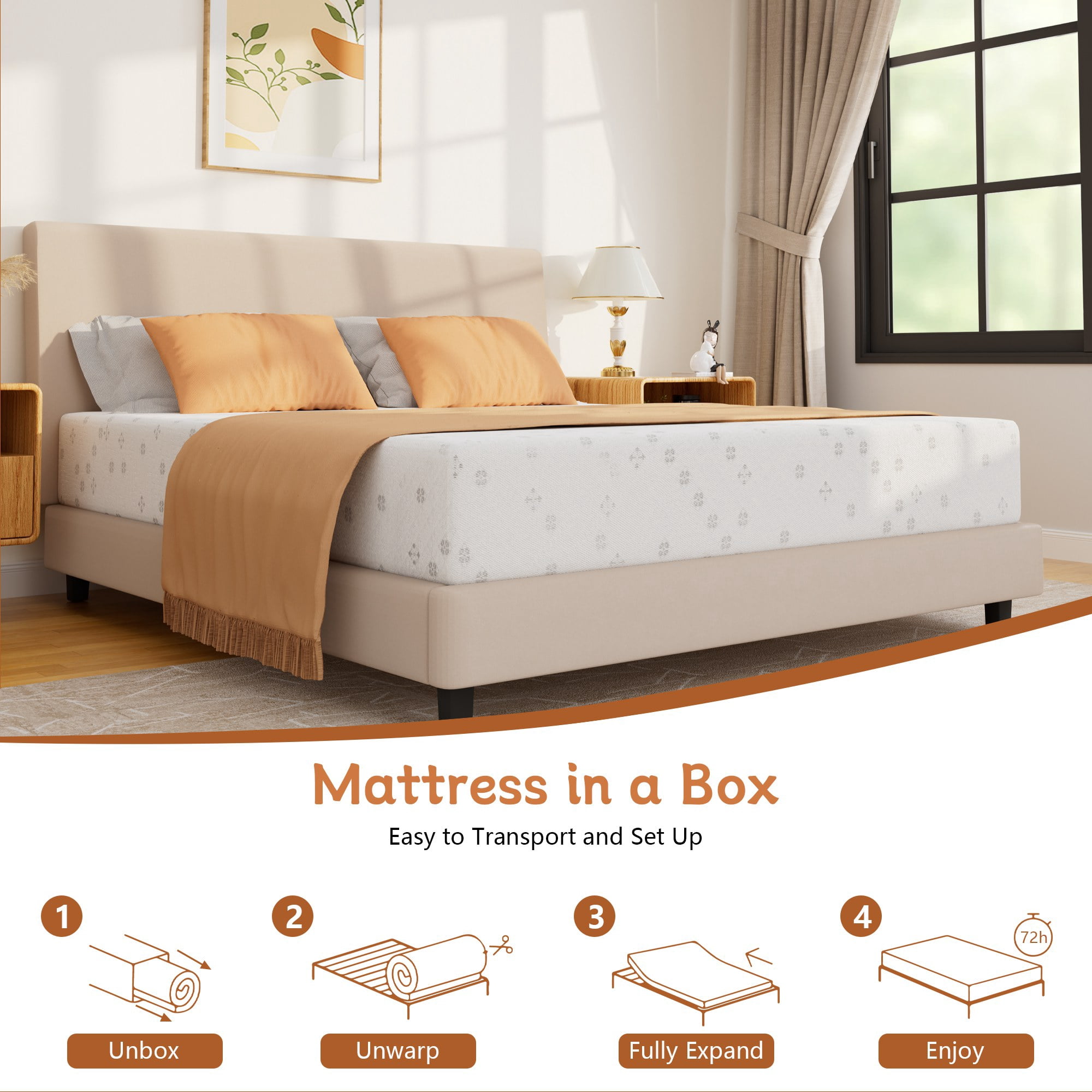 JYYA88BB 8-inch Twin-XL Size Cooling Gel Memory Foam Mattress, Medium Firm, (Box)