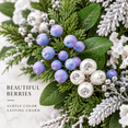 thumbnail image 4 of Artificial Christmas Wreath, White Flowers, Frosted Pine, Purple Berries, Greenery, 24 Inch, 4 of 9