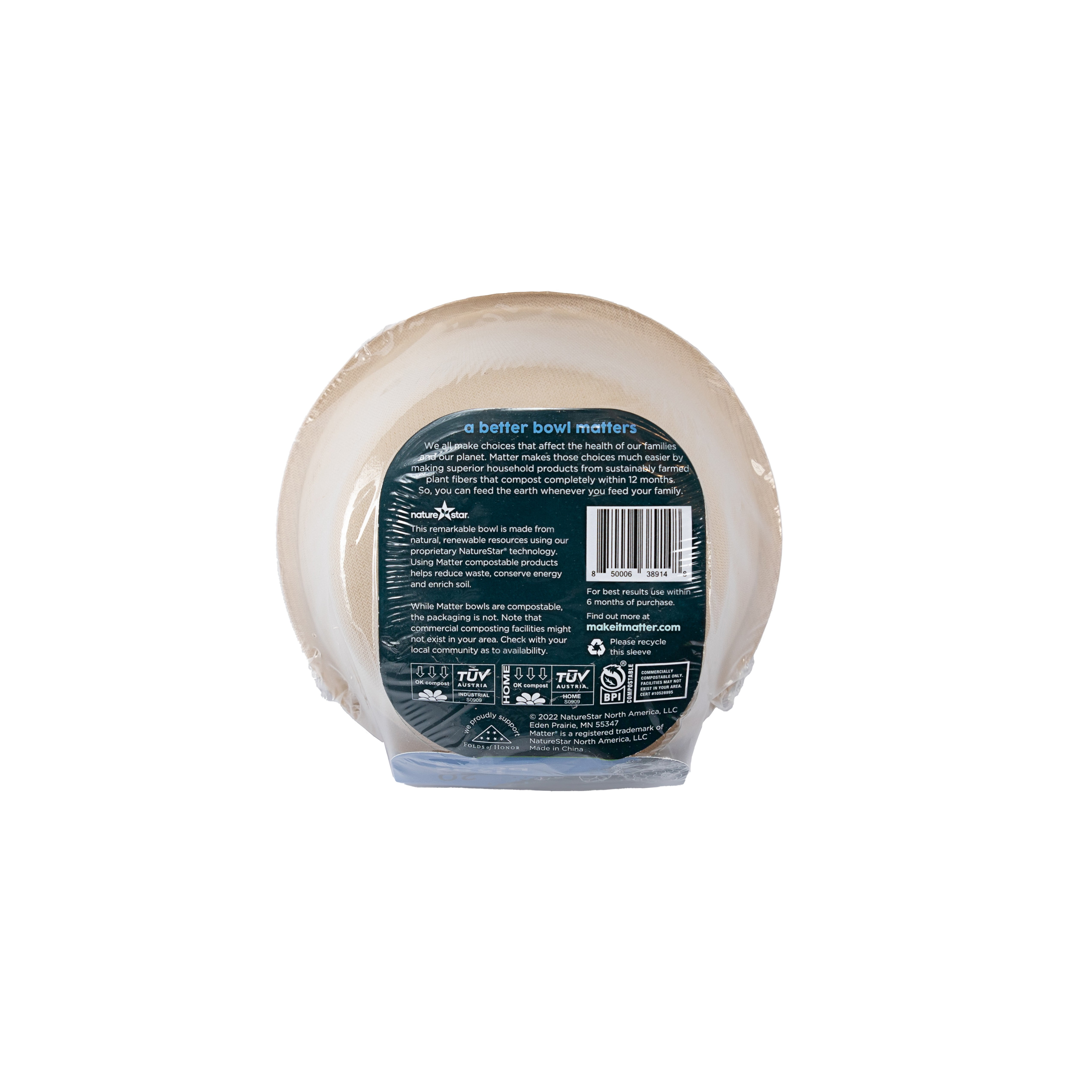 Matter Compostable Plant-Based Fiber Bowls, 16oz, 20 Count