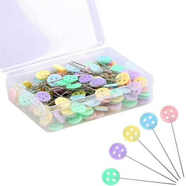 Vaidha 100PCS Colorful Button Pins | Flat Head Sewing Positioning Needles | Manual DIY Craft Tool for Buttons, Corsages, Embroidery, Prom & Graduation Decorations