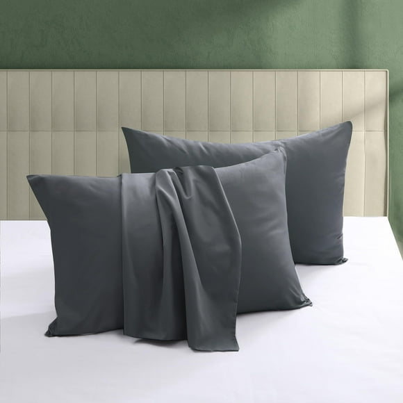 Juego De 4 Protectores De Almohada 100% Algodón Egipcio De 600 Hilos, Fundas De Almohada Tamaño King Con Cremallera, Fundas De Almohada Refrescantes De Tejido De Satén, Silenciosas Y Transpirables, De