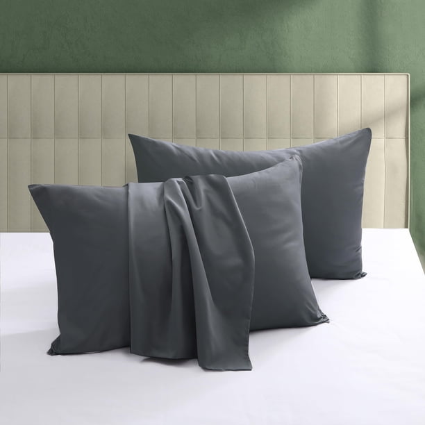 Juego De 2 Protectores De Almohada 100% Algodón Egipcio, 600 Hilos, Tamaño Queen Con Cremallera, Tejido De Satén, Fundas De Almohada Refrescantes, Silenciosas Y Transpirables, De Fácil Cuidado (2 Unid
