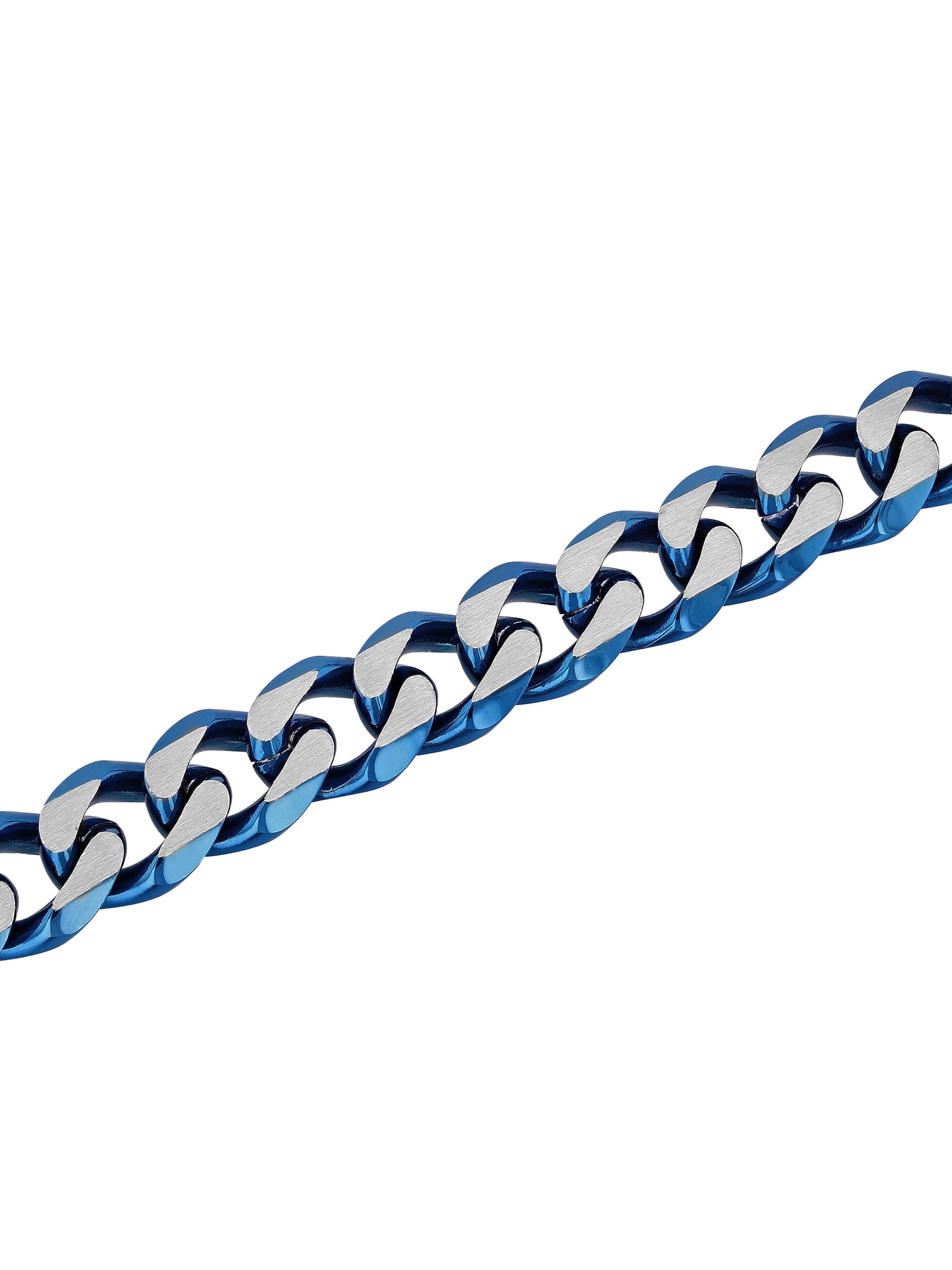 Men's Blue Stainless Steel Beveled Curb Link 8.5" Bracelet